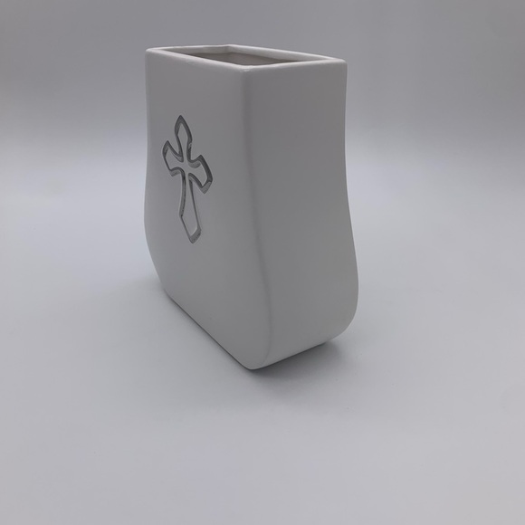 Vintage Christmas FTD Faithful Blessings Bust Shape 7” Vase With Silver Cross - Picture 2 of 12